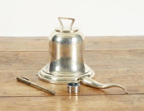 A SILVER BELL SHAPED INKWELL (4)