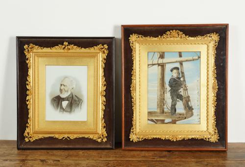 J WESTON & SON: TWO LATE VICTORIAN FRAMED PHOTOGRAPHIC PORTRAITS ON PORCELAIN (2)