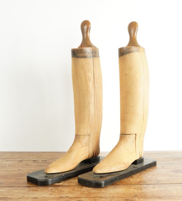 A PAIR OF BEECH RIDING BOOT LASTS OR TREES (2)