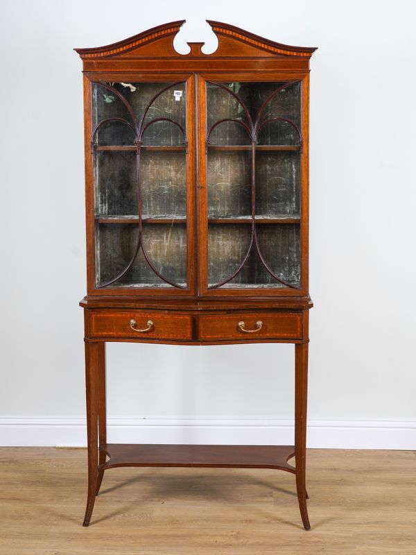 EDWARDS & ROBERTS; A 19TH CENTURY MAHOGANY TWO DOOR DISPLAY CABINET