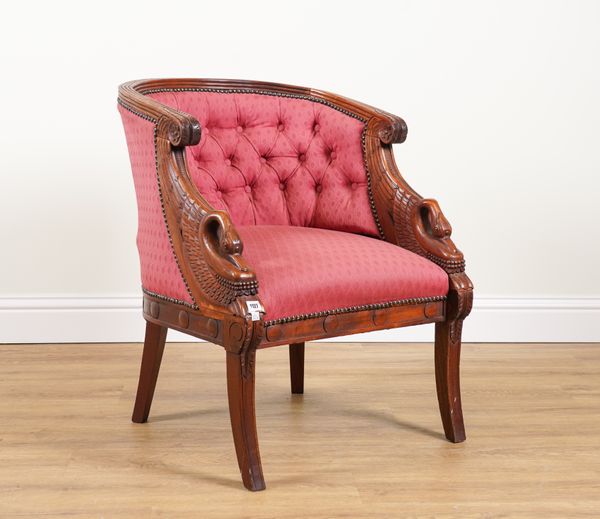 AN EMPIRE REVIVAL MAHOGANY DESK CHAIR