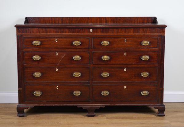 AN 18TH CENTURY INLAID MAHOGANY MULE CHEST