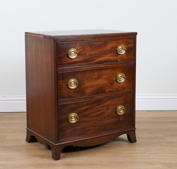 A 19TH CENTURY MAHOGANY THREE DRAWER CHEST