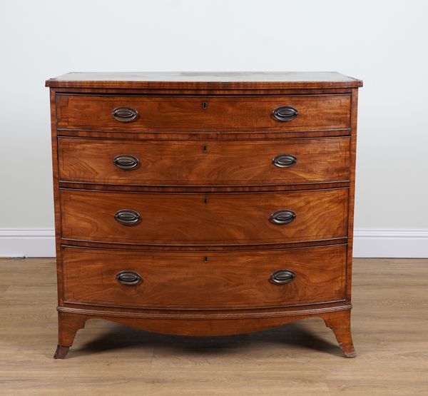 A REGENCY MAHOGANY BOWFRONT FOUR DRAWER CHEST