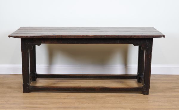 AN 18TH CENTURY WELSH OAK PLANK TOP FARMHOUSE TABLE