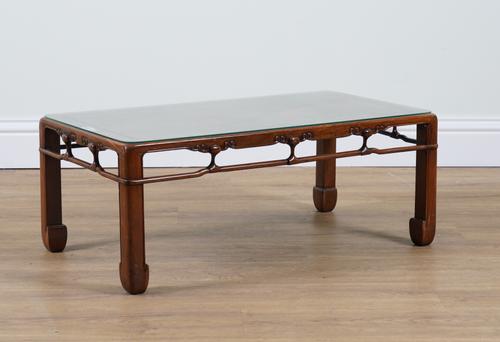 A CHINESE HARDWOOD RECTANGULAR COFFEE TABLE