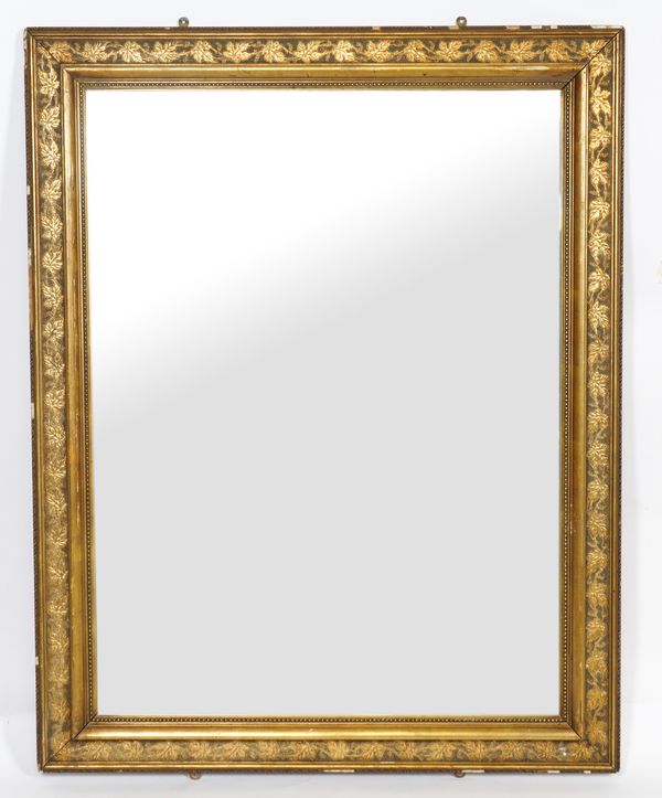 AN EARLY 20TH CENTURY GOLD PAINTED RECTANGULAR WALL MIRROR