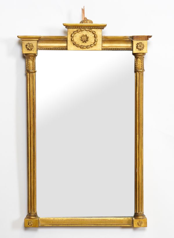 A 19TH CENTURY GILT FRAMED OVERMANTEL MIRROR