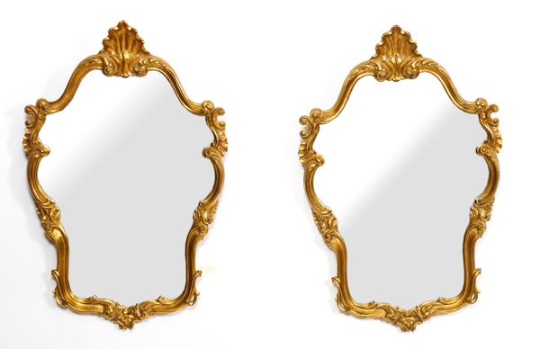 A PAIR OF GEORGE III STYLE GILT FRAMED MIRRORS (2)