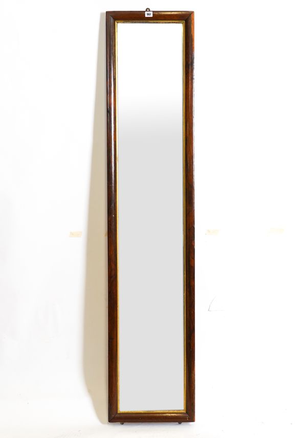 A 19TH CENTURY ROSEWOOD RECTANGULAR WALL MIRROR