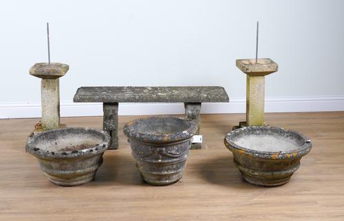 A PAIR OF RECONSTITUTED STONE GARDEN POTS (6)