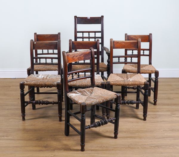 A SET OF SEVEN LATE 19TH  CENTURY ASH AND BEECH DINING CHAIRS (7)