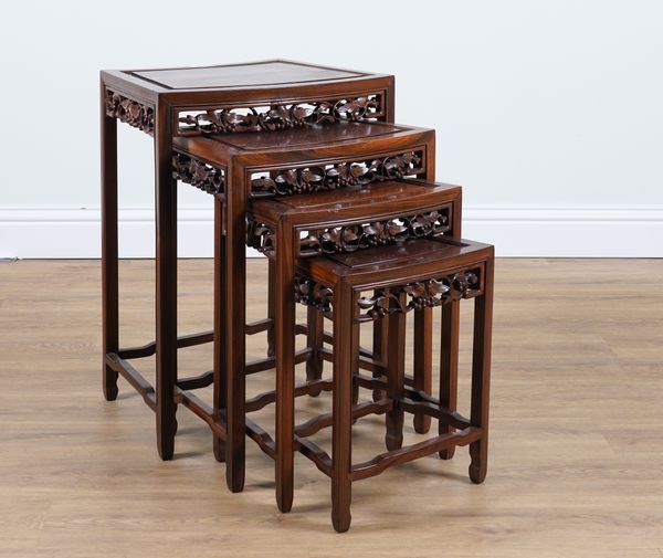 AN EARLY 20TH CENTURY CHINESE HARDWOOD NEST OF FOUR TABLES (4)