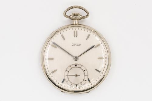 AN AHRENS GOLD OPENFACED DRESS WATCH
