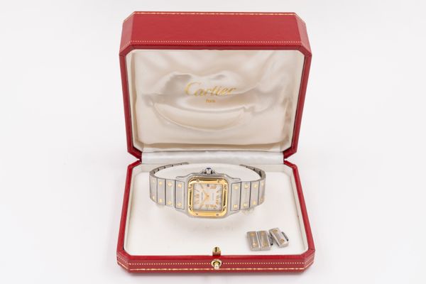 A CARTIER SANTOS GALBEE AUTOMATIC BI COLOUR WATCH