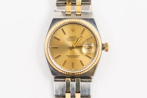 A ROLEX DATEJUST OYSTERQUARTZ BI COLOUR WATCH