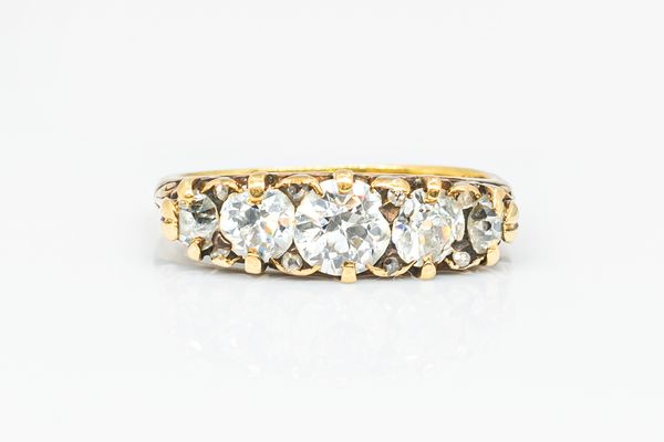 A VICTORIAN DIAMOND FIVE STONE RING