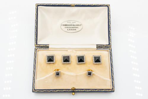 A DIAMOND AND ONYX DRESS STUD SET