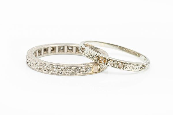 AN ART DECO FULL DIAMOND ETERNITY AND ANOTHER DIAMOND RING (2)