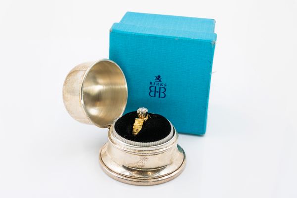 BIRKS - A DIAMOND RING AND SILVER RING BOX