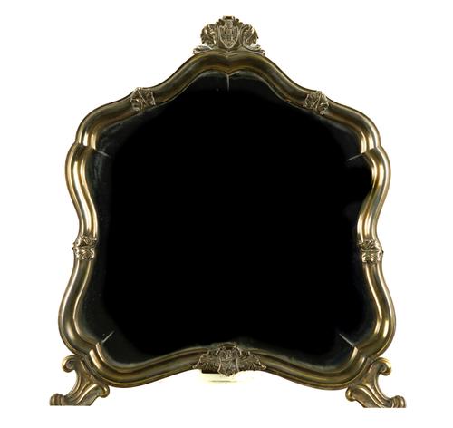 A GERMAN SILVER GILT FRAMED STRUT BACKED MIRROR