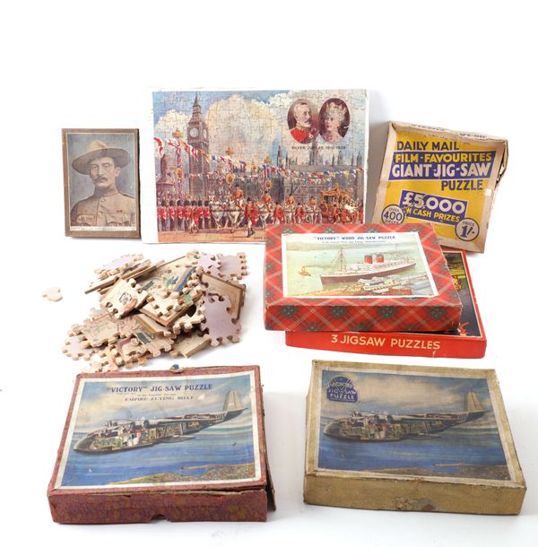 A GROUP OF EARLY TO MID 20TH CENTURY JIGSAW PUZZLES