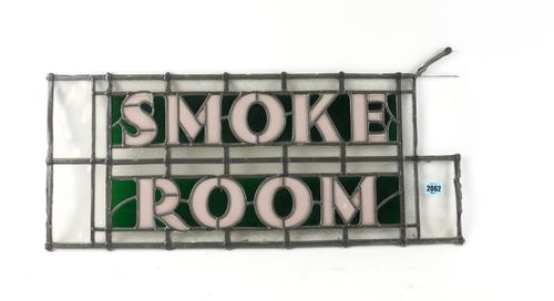 A MID 20TH CENTURY LEADED AND STAINED GLASS WINDOW SIGN