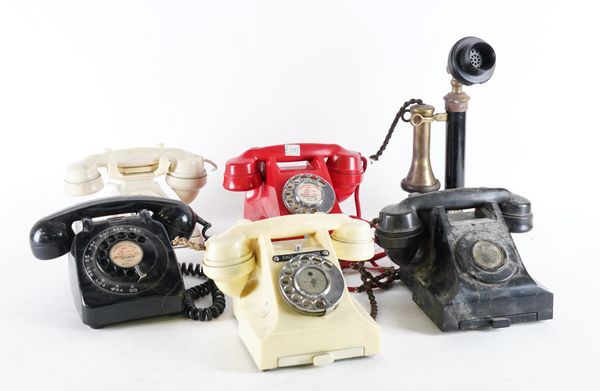 SIX EARLY 20TH CENTURY BAKELITE TELEPHONES