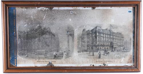 AN EARLY 20TH CENTURY ENAMEL SIGN, THE ADELPHI HOTEL, LIVERPOOL  AND THE MIDLAND HOTEL, MANCHESTER