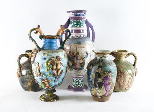 A MAJOLICA VASE DECORATED WITH MERMAIDS (5)