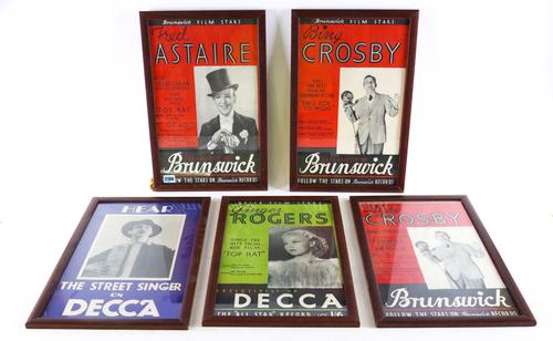 BRUNSWICK FILM STARS -THREE POSTERS DEPICTING BING CROSBY AND FRED ASTAIRE (5)