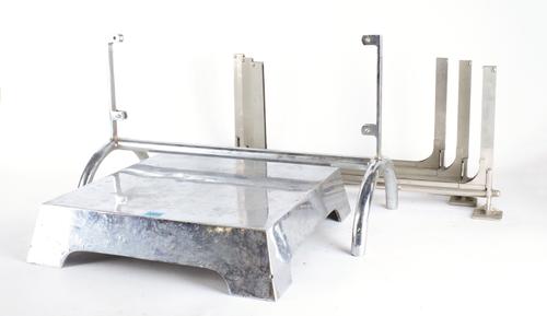 A GROUP OF MID 20TH CENTURY CHROME FIXTURES AND FITTINGS AND A CHROME SQUARE STAND (QTY)