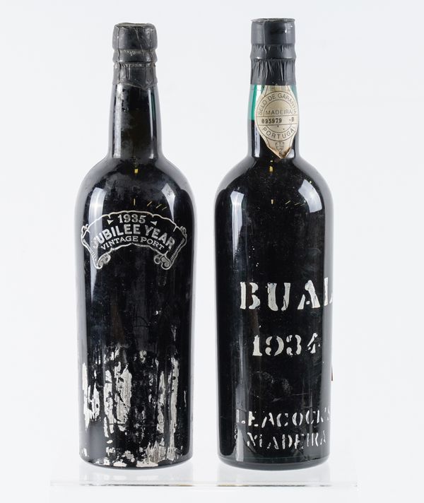 A BOTTLE OF LEACOCK'S 1934 BUAL MADEIRA AND A TAYLOR'S JUBILEE PORT 1935 (2)