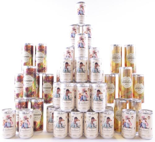 50 CANS FRENCH AND ENGLISH WINE AND SPARKLING WINE