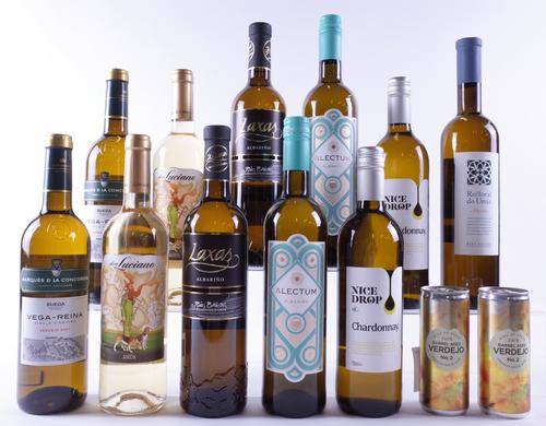 11 BOTTLES AND 2 CANS SPANISH WHITE WINE