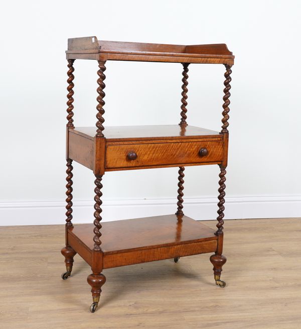 A VICTORIAN WALNUT TWO TIER SINGLE DRAWER WHAT NOT