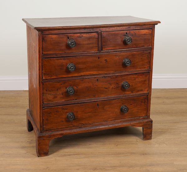 A 19TH CENTURY OAK AND ASH FIVE DRAWER CHEST