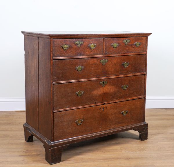 AN 18TH CENTURY OAK FIVE DRAWER CHEST