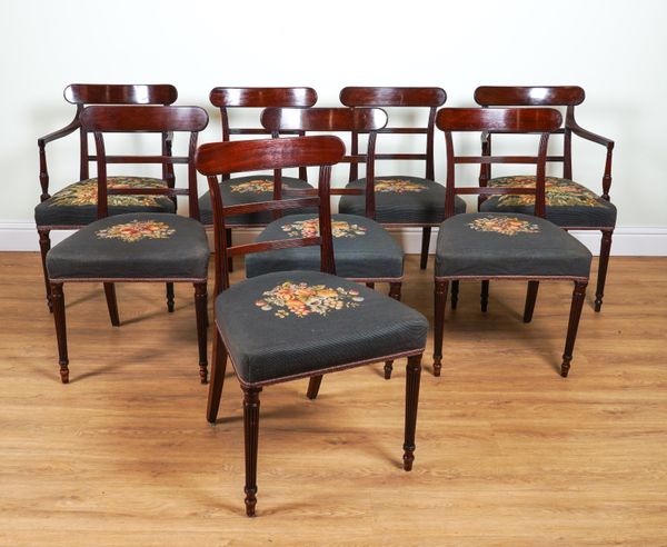 A SET OF EIGHT REGENCY MAHOGANY BAR-BACK DINING CHAIRS (8)