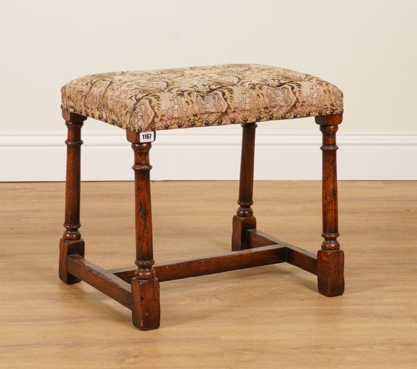 TITCHMARSH & GOODWIN; A 17TH CENTURY STYLE OAK STOOL