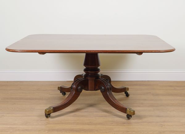 A REGENCY MAHOGANY RECTANGULAR SNAP-TOP BREAKFAST TABLE