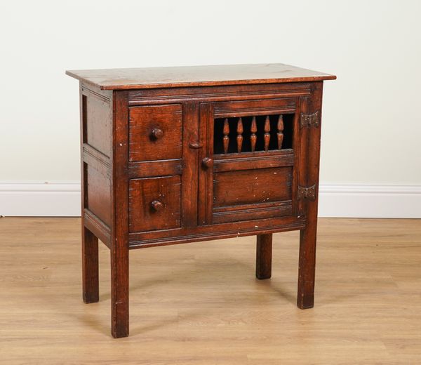 TITCHMARSH & GOODWIN; AN 18TH CENTURY STYLE OAK FOOD CUPBOARD