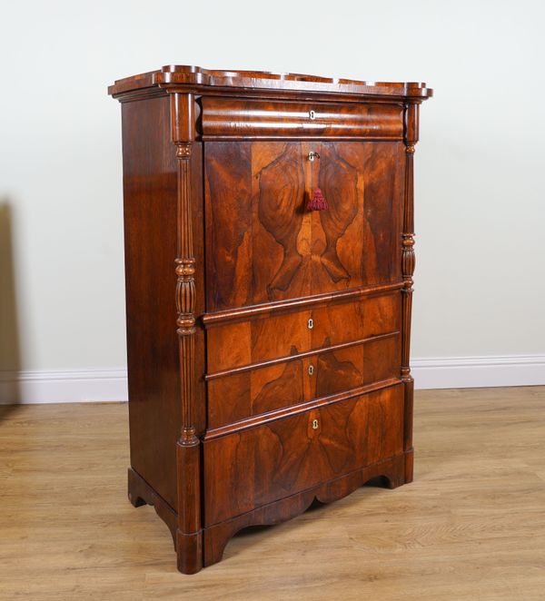 A 19TH CENTURY FRENCH ROSEWOOD SECRETAIRE A ABATTANT