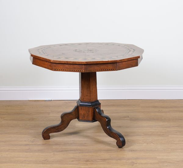 A 19TH CENTURY ITALIAN INAID WALNUT OCTAGONAL CENTRE TABLE