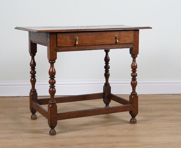 A 17TH CENTURY STYLE OAK SINGLE DRAWER SIDE TABLE