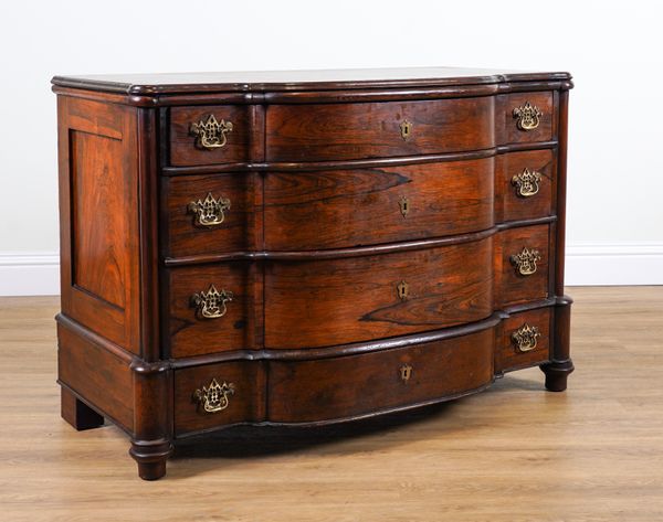 AN 18TH CENTURY AND LATER CONTINENTAL ROSEWOOD FOUR DRAWER COMMODE CHEST