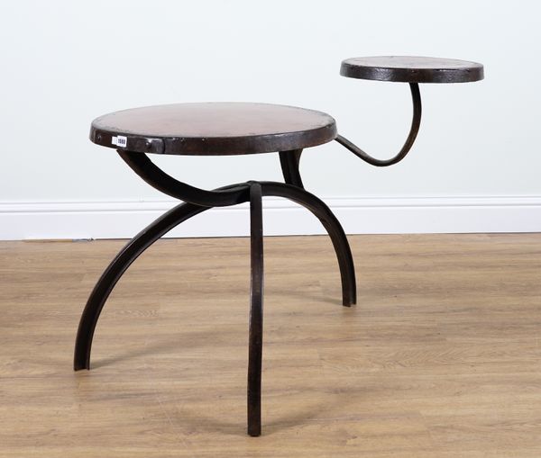 PATRICE DELLAC.  A MODERN FRENCH ENAMELLED-STEEL TWO-TIER CIRCULAR SIDE TABLE