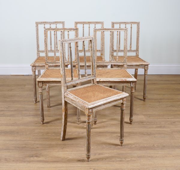 A SET OF SIX GUSTAVIAN PAINTED DINING CHAIRS (6)