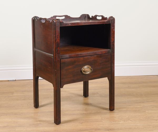 A GEORGE III MAHOGANY GALLERIED NIGHTSTAND