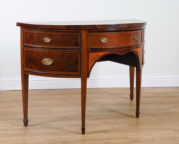 W.F GREENWOOD AND SONS YORK; A GEORGE III INLAID MAHOGANY SEMI ELIPTIC SIDEBOARD